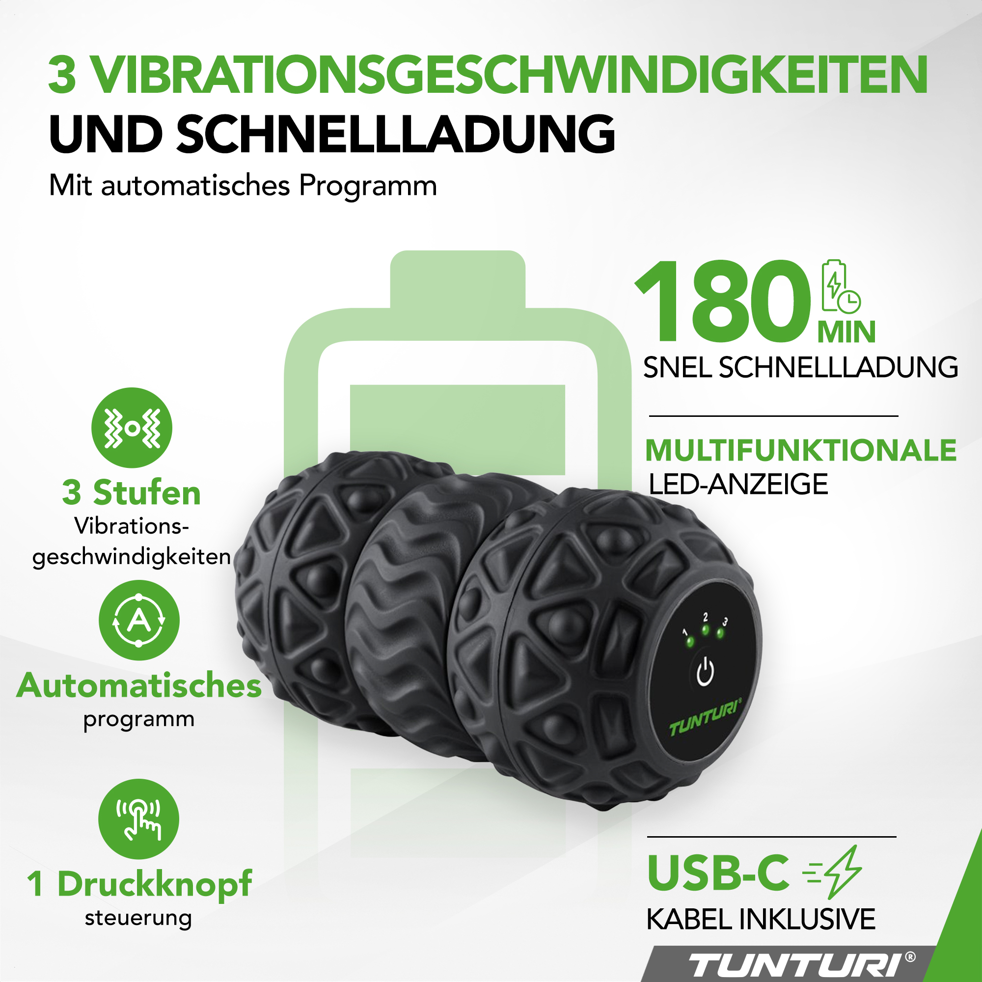Vibrierende Duo-Massagerolle - Tunturi Fitness