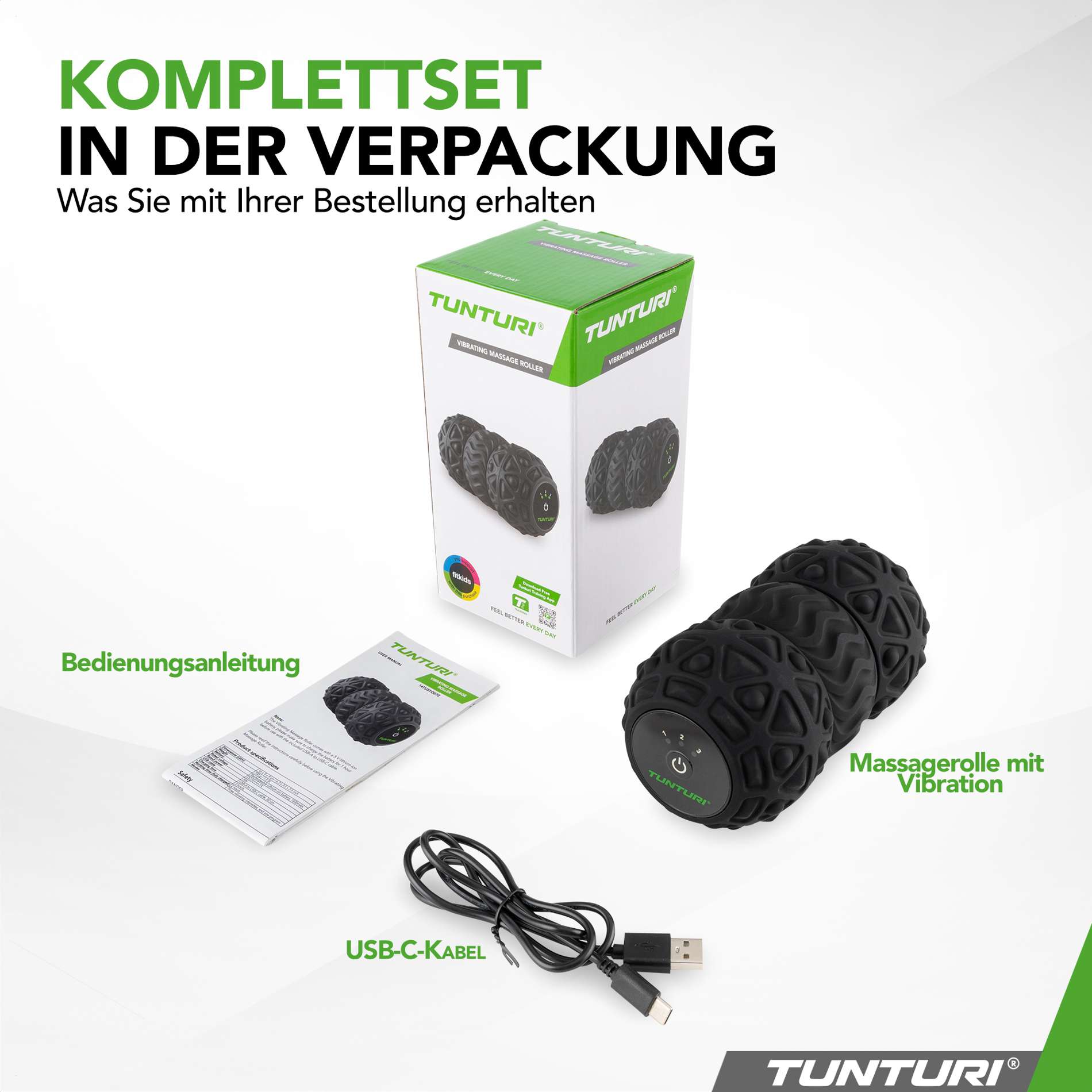 Vibrierende Duo-Massagerolle - Tunturi Fitness Vibrierende Duo-Massagerolle - Tunturi Fitness