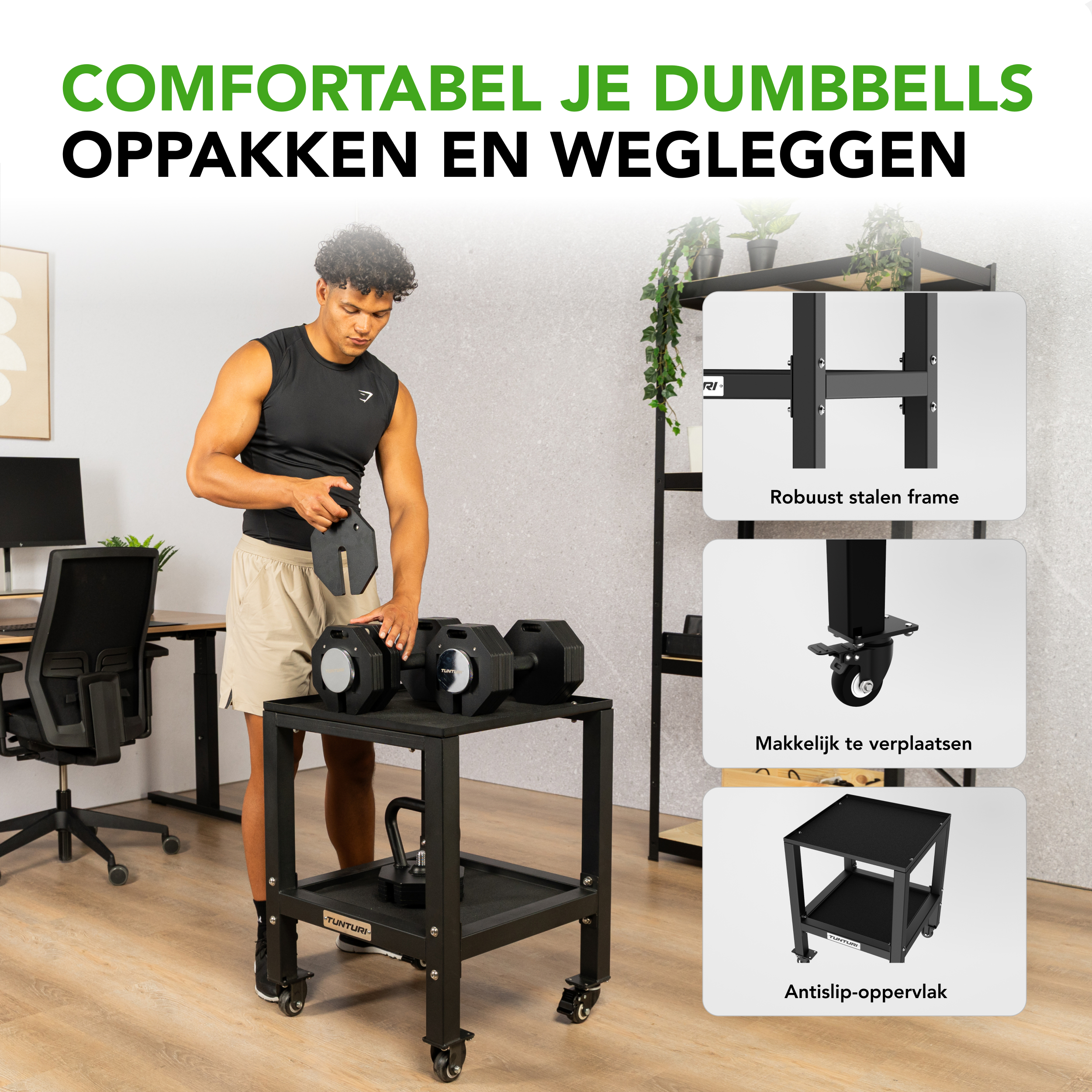Tunturi Rapid verstelbare barbell 11 kg eenvoudig thuis trainen