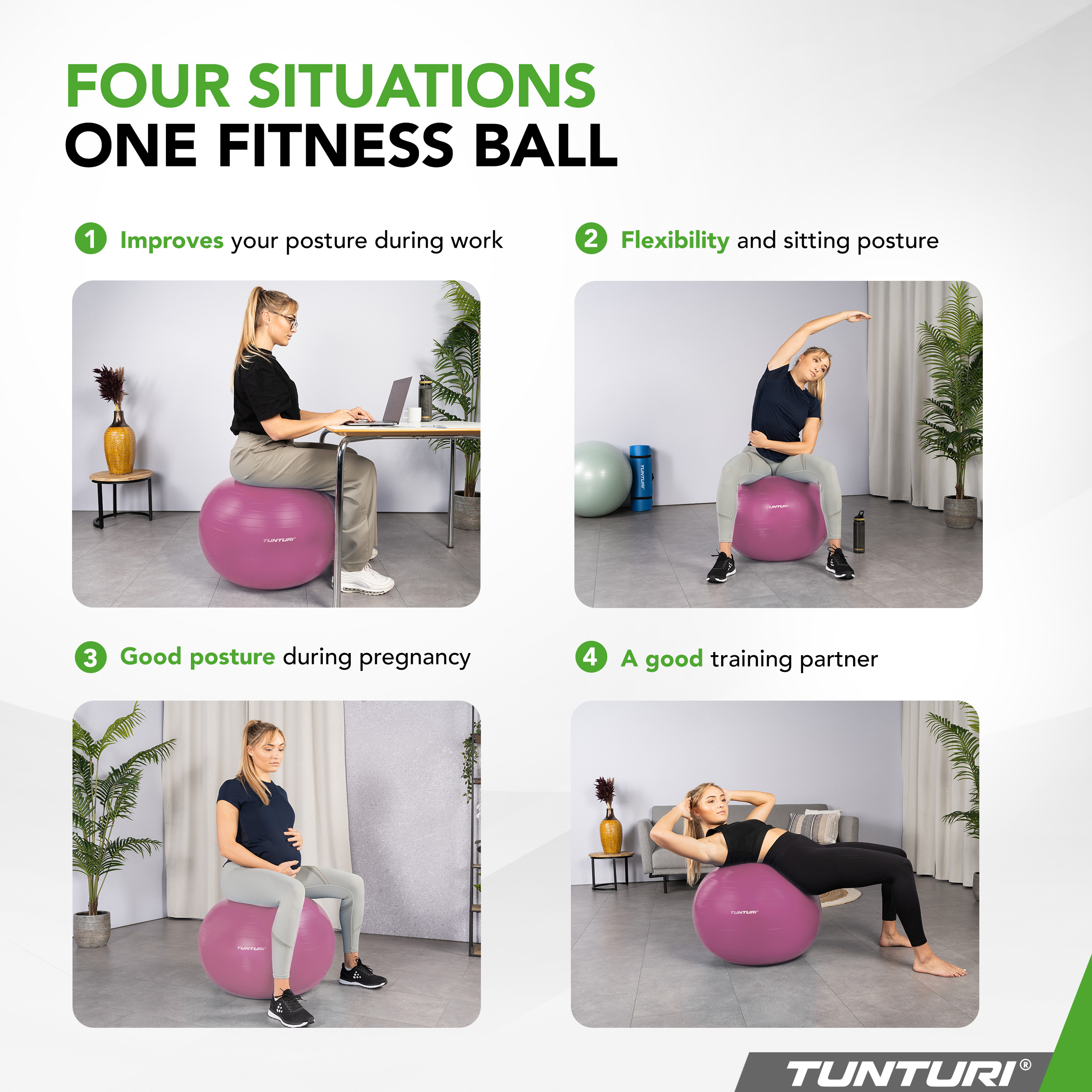 Gymball Anti Burst Including Pump Purple Tunturi New Fitness B.V