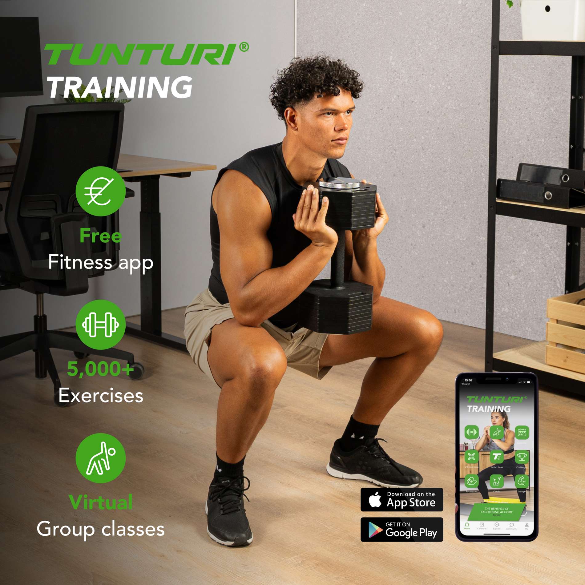 Tunturi Rapid Adjustable Dumbbell, 28kg Tunturi New Fitness