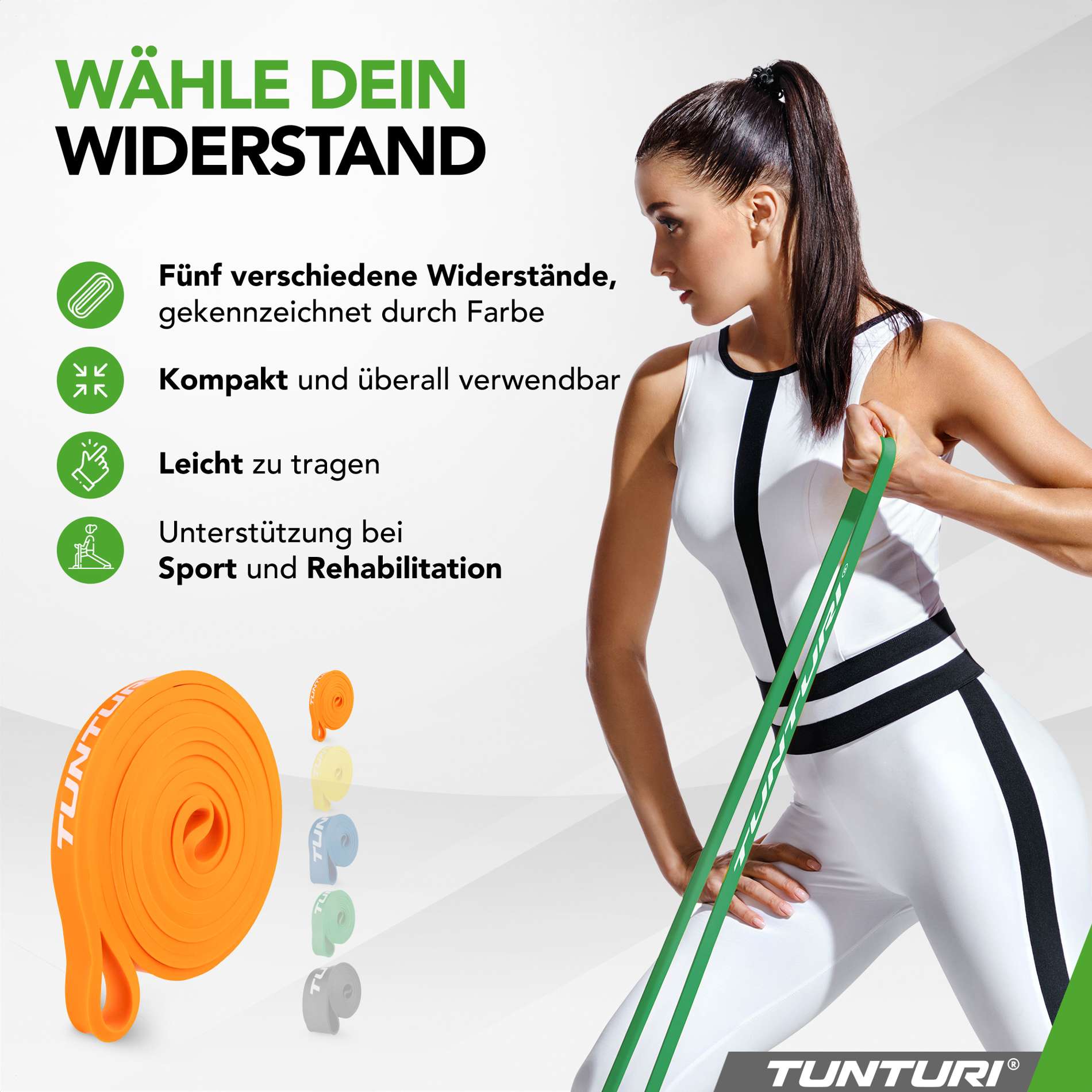 Tunturi Centuri 3er Set Power Band, Widerstandsband mit Stärke 4-14 kg, Fitnessband, Trainingsband für Krafttraining Tunturi Centuri 3er Set Power Band, Widerstandsband mit Stärke 4-14 kg, Fitnessband, Trainingsband für Krafttraining