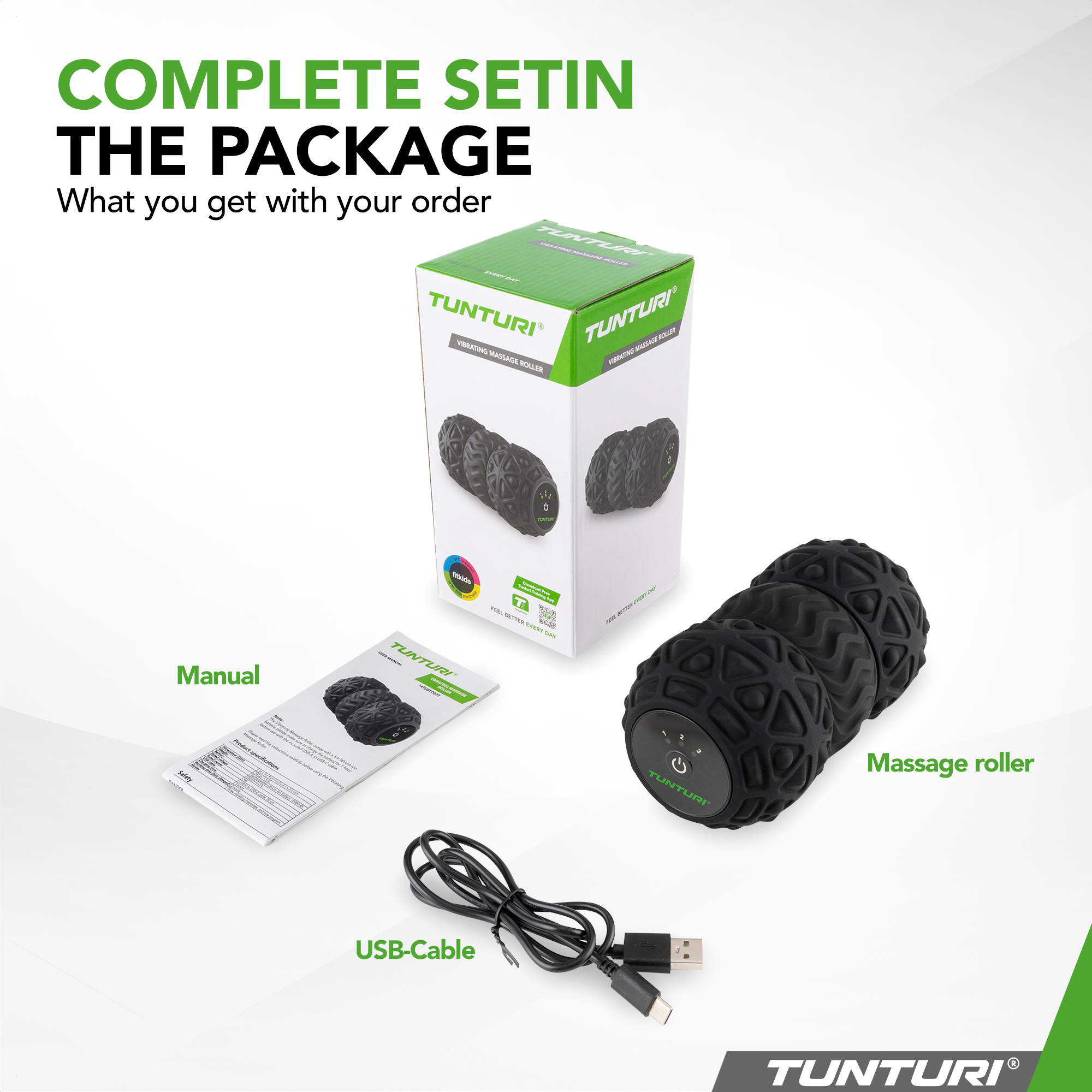 Vibrating Duo Massage Roller - Tunturi New Fitness B.V.