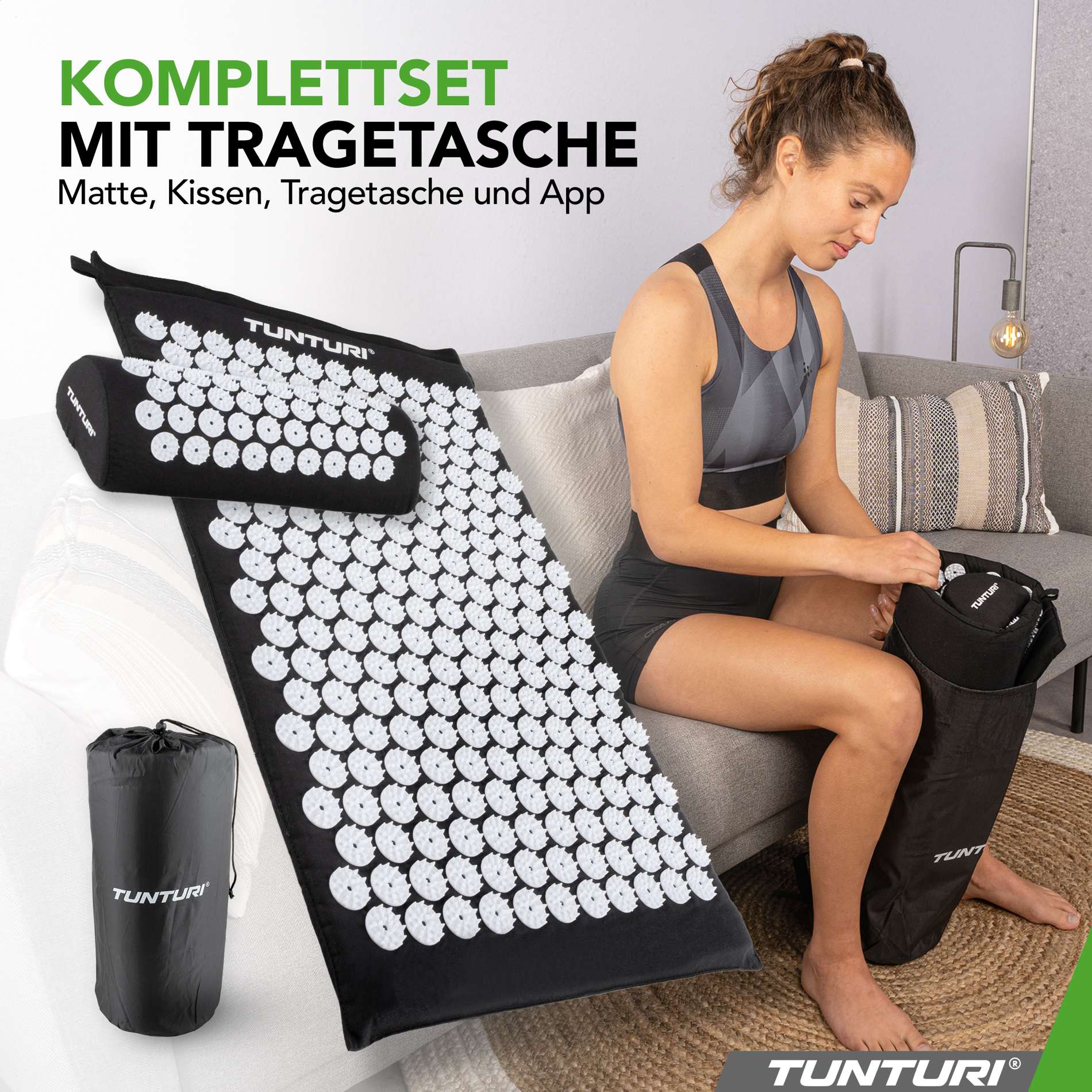 Akupressurmatte und Kissen - Meditationsmatte - Nagelmatte - Schwarz - Tunturi Fitness Akupressurmatte und Kissen - Meditationsmatte - Nagelmatte - Schwarz - Tunturi Fitness