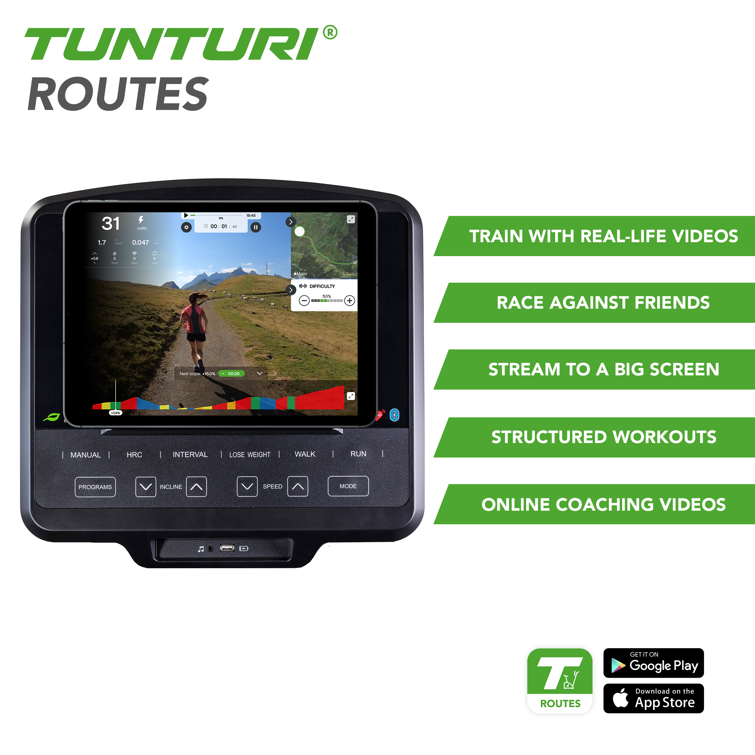 Treadmill FitRun 90i - 16 programs - Bluetooth - Tunturi New