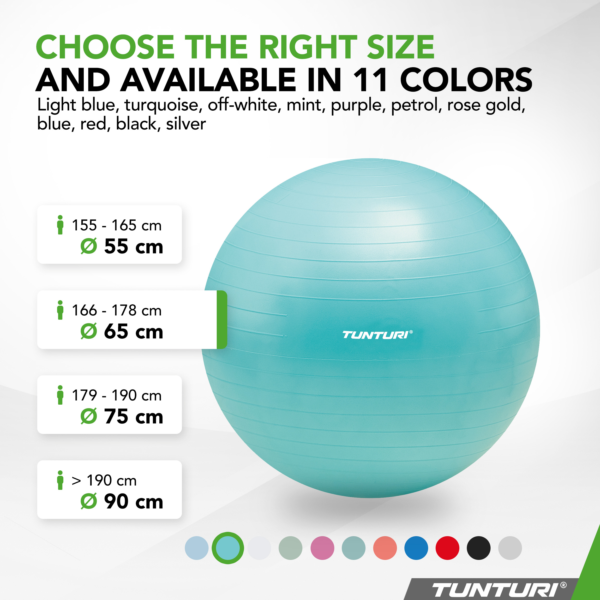 Gymball Anti Burst Including Pump Turquoise Tunturi New Fitness B.V