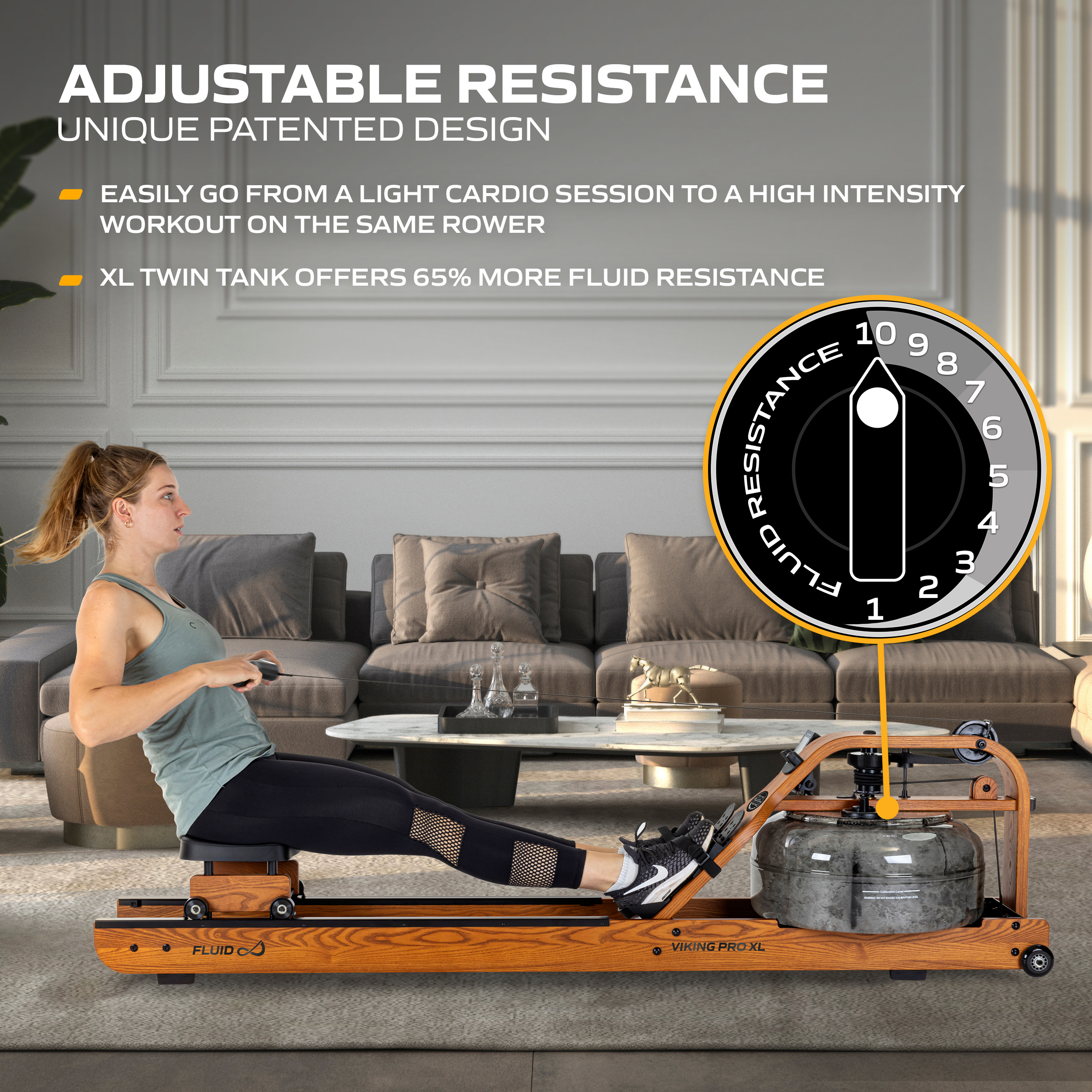Fluid Rower Viking Pro XL Rowing Machine with 10 Resistance Levels Tunturi New Fitness B.V