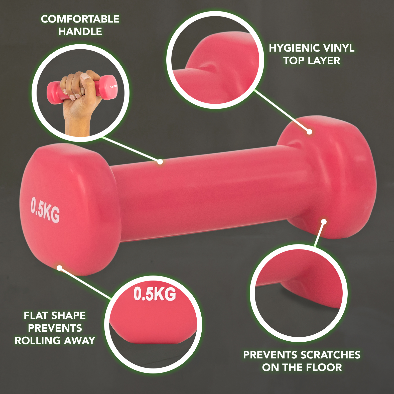 Dumbbells Vinyl 0.5kg Tunturi New Fitness B.V
