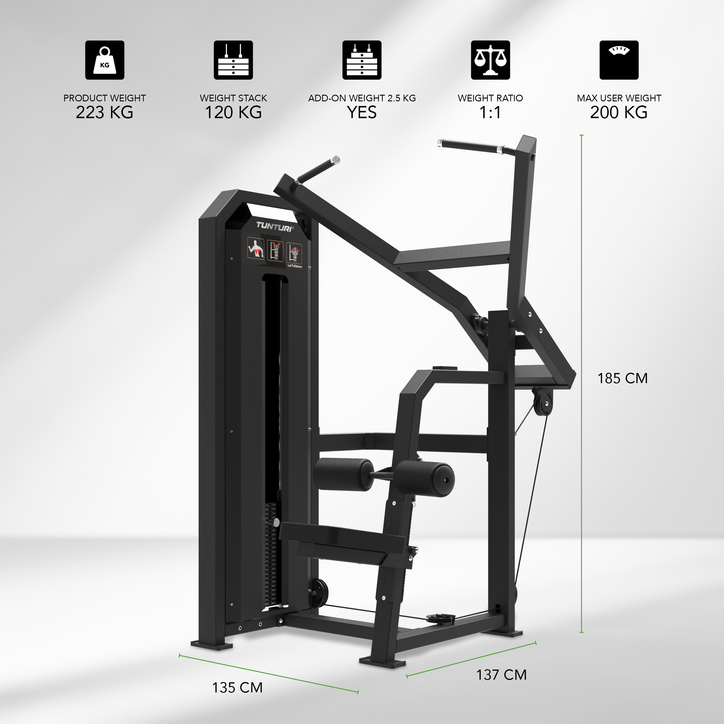 Platinum - Lat Pulldown - Selectorized - V-series - Tunturi New