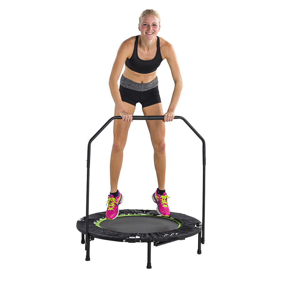 Physionics Physionics- Fitness Trampoline - Diameter 101 Cm, In Hoogte Verstelbare Handgreep Tot 150 Kg Inklapbaar Mini Trampoline Aerobic Trampoline Voor Volwassenen En Kinderen Indoor Jumper Rebounder