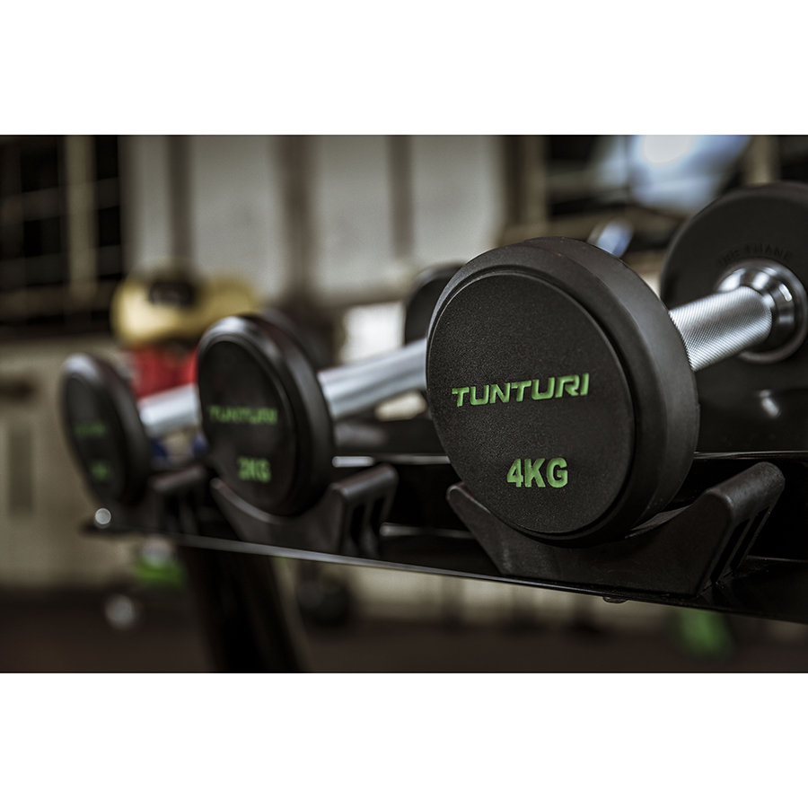 Pro PU Dumbbell Set 14 32kg Tunturi New Fitness