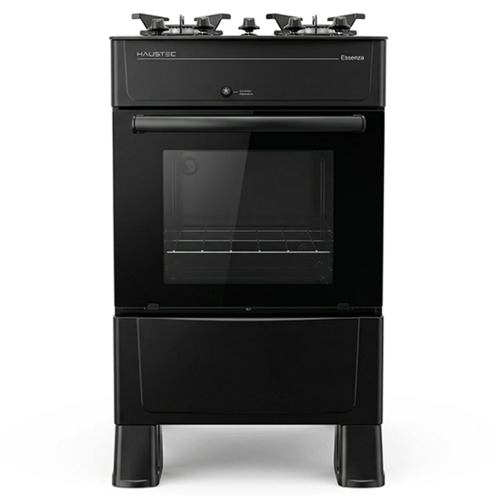 Cocina Haustec 4 Hornallas M/Vidrio Negr