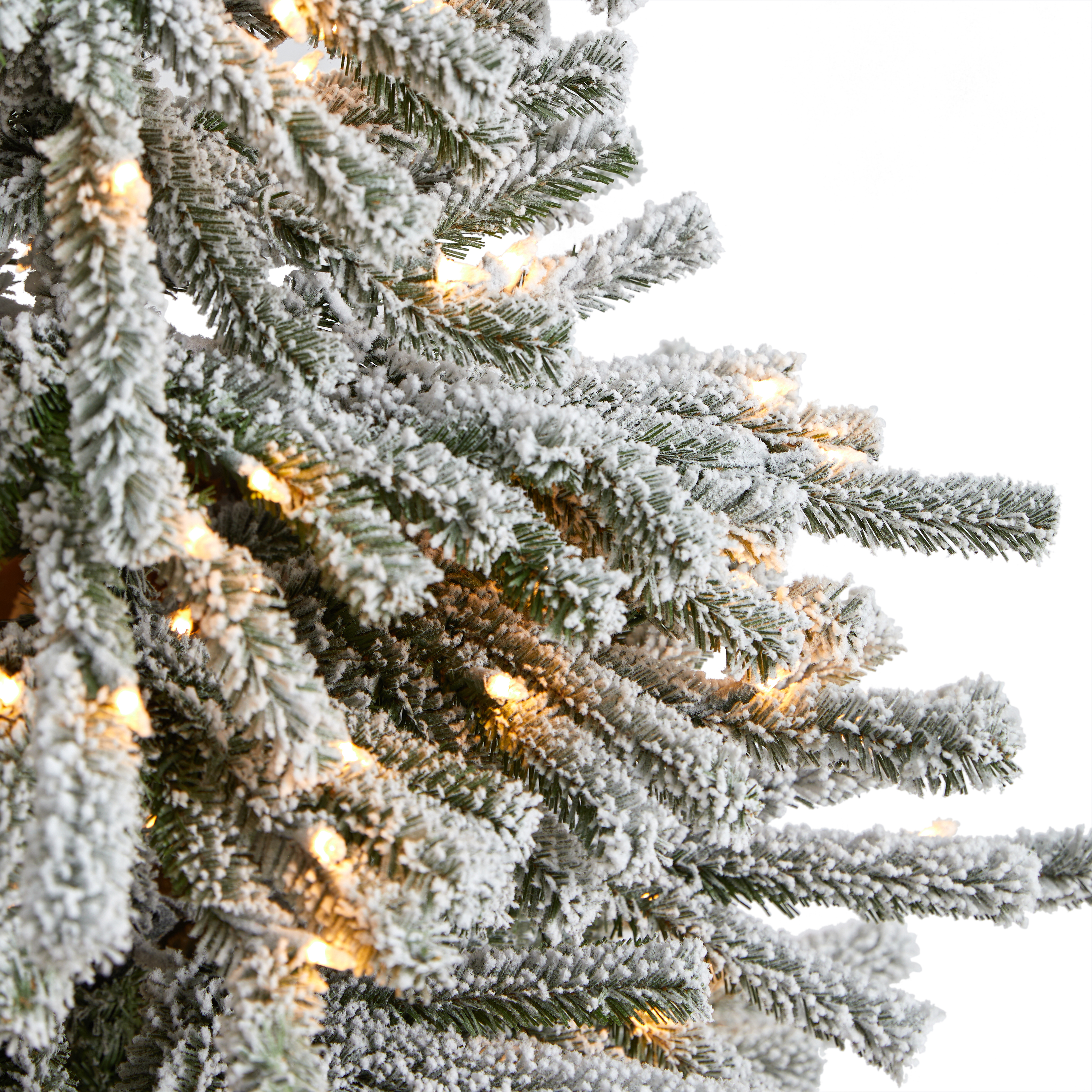 6' Flocked Long Vermont Pine Artificial Christmas Tree, Bendable, LED in Planter product image view 3