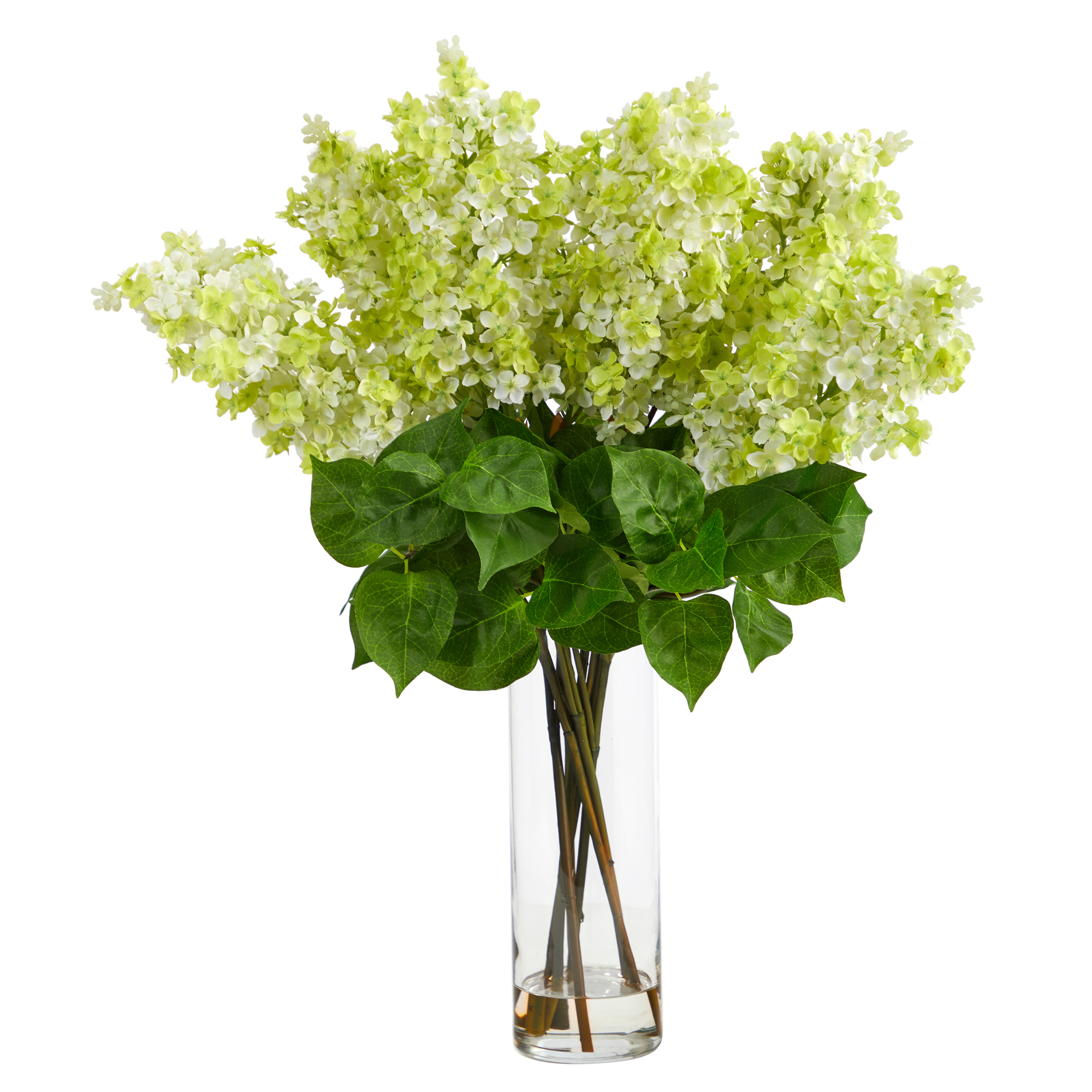 Nearly Natural 24-in Artificial Lilac Arrangement with Cylinder Glass Vase - Picture 2 of 10