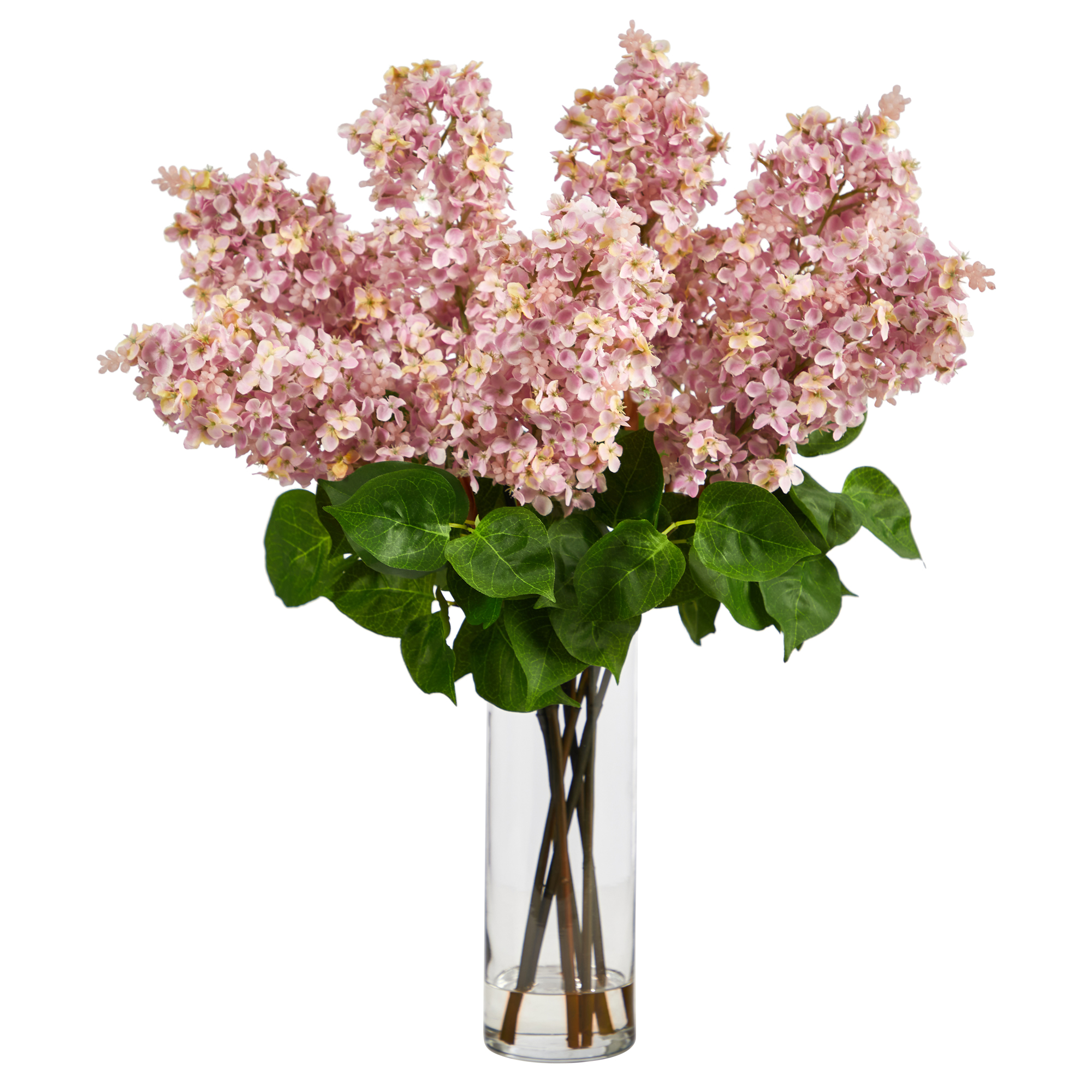 Nearly Natural 24-in Artificial Lilac Arrangement with Cylinder Glass Vase - Picture 5 of 10