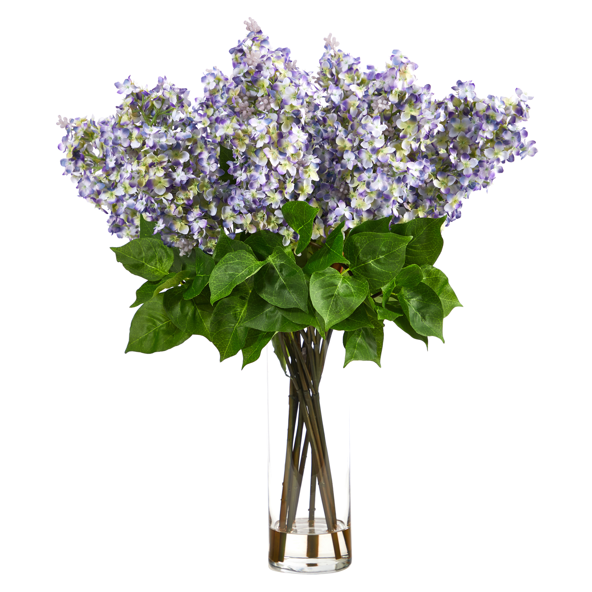 Nearly Natural 24-in Artificial Lilac Arrangement with Cylinder Glass Vase - Picture 8 of 10