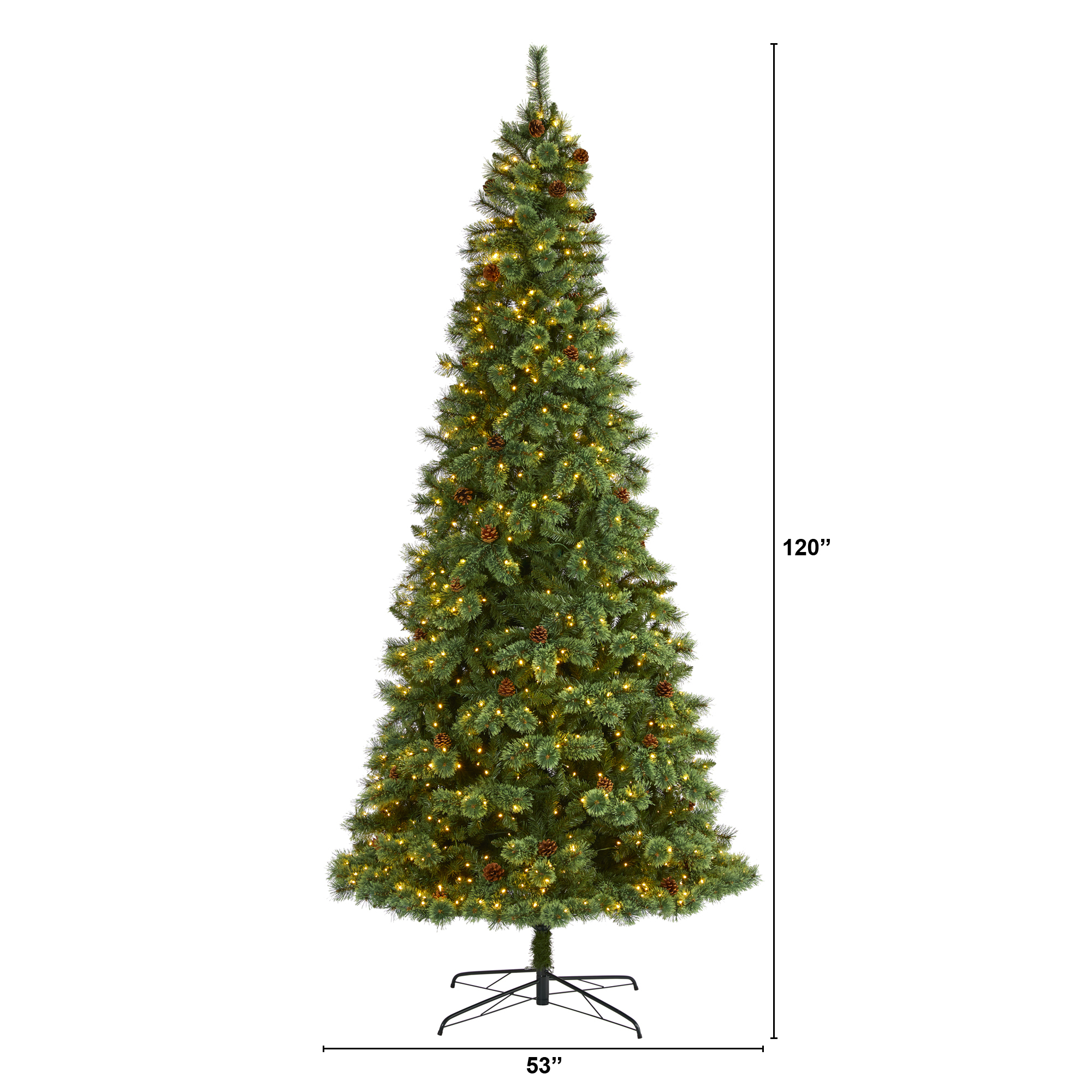 как выглядит 10 White Mountain Pine Artificial Christmas Tree, Clear LED Lights Pinecones фото