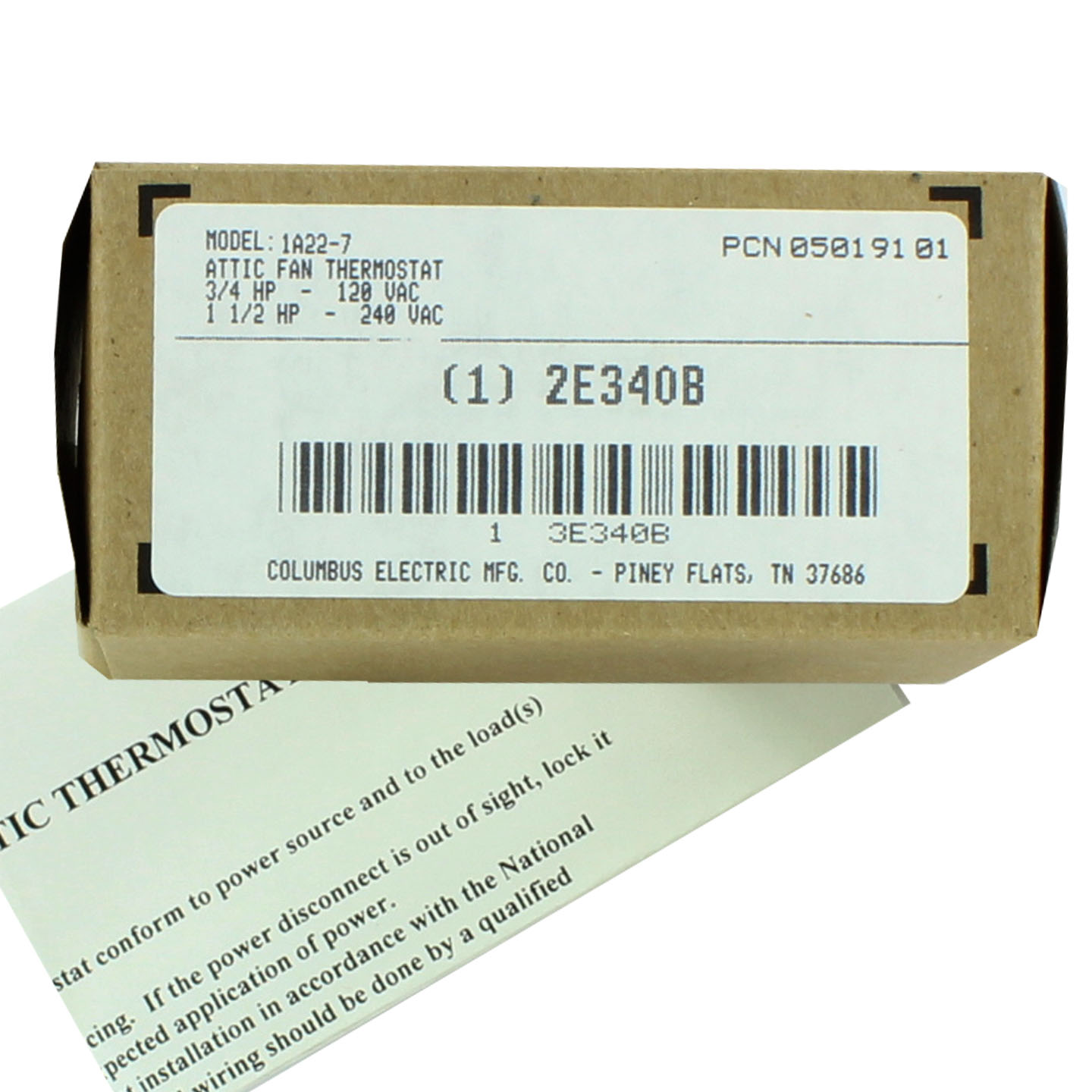 Columbus Attic Fan  IA22-7 Thermostat