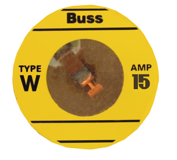 BUSS W-15 15A FAST ACTING PLUG FUSE