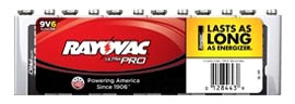 RAYOVAC AL9V-6 9V ALK IND BAT