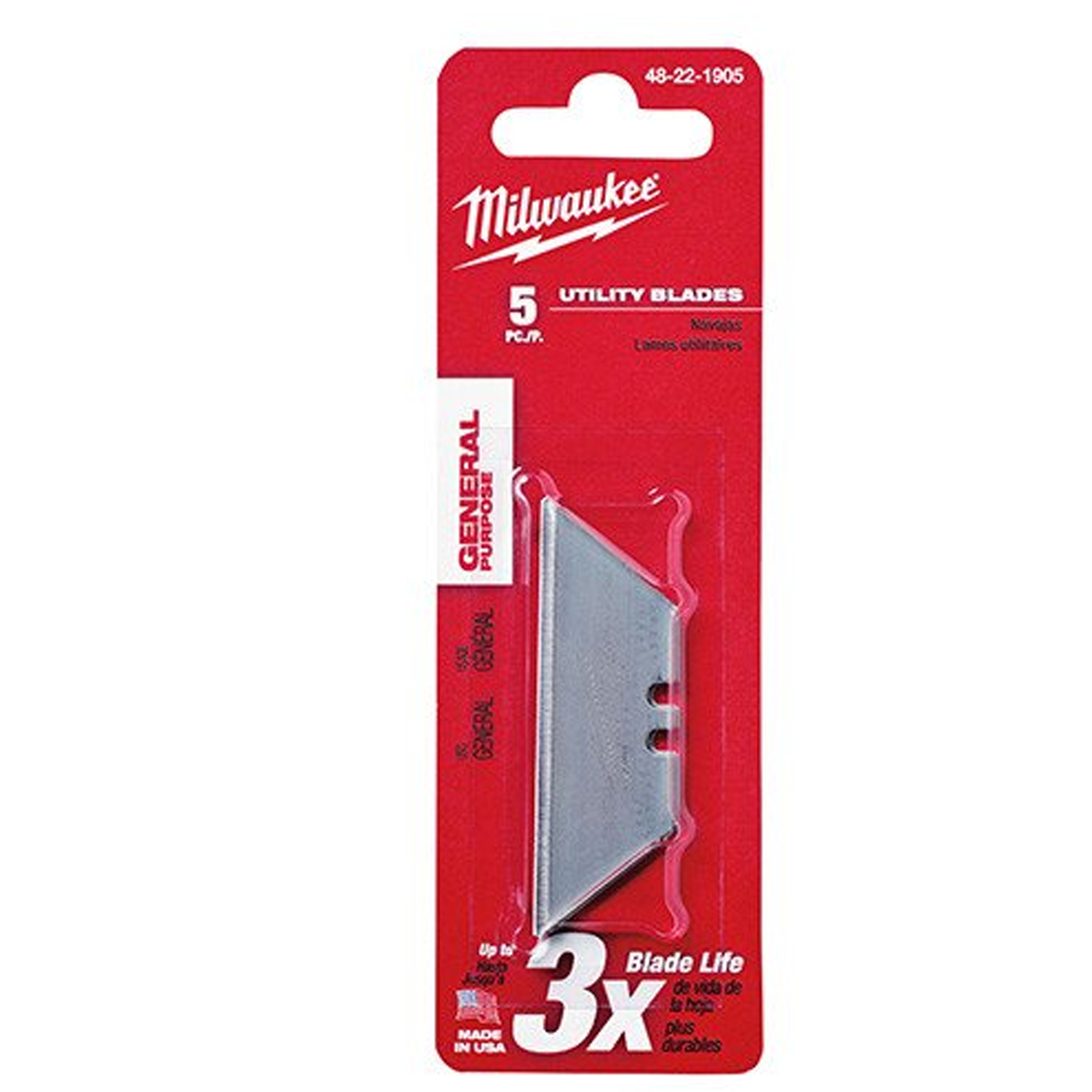 MILW 48-22-1905 5PK UTILITY BLADE MILW 48-22-1905 5PK UTILITY BLADE