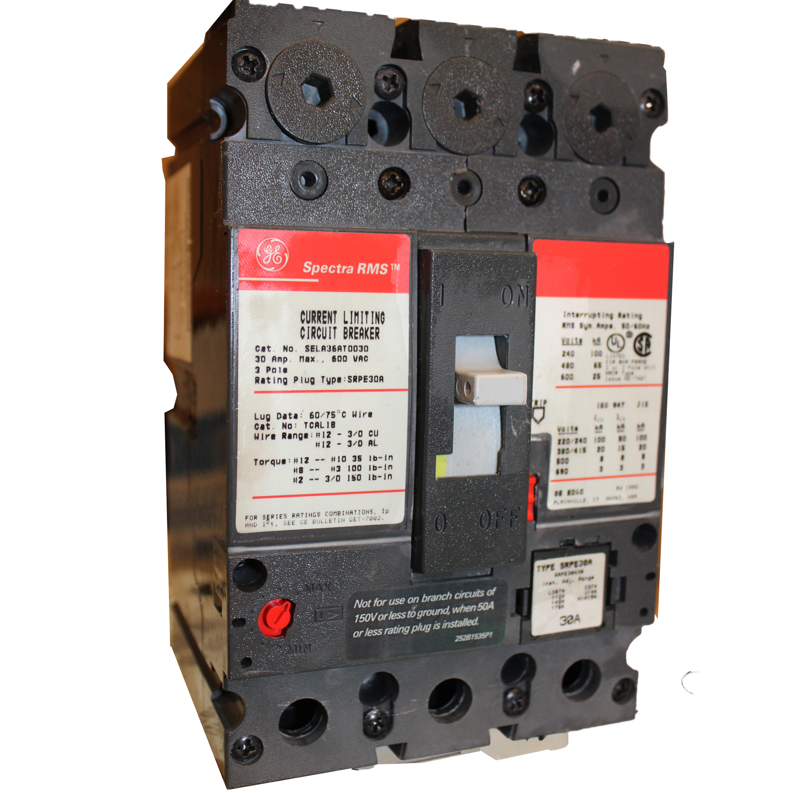GE SELA36AT0030 3P-600V-30A CB