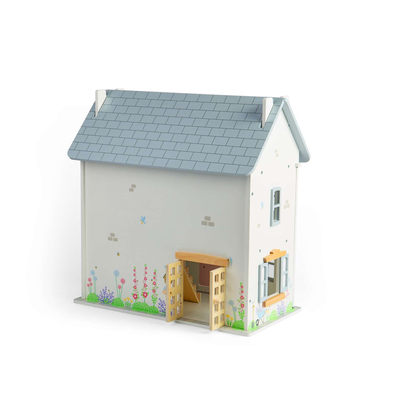 Casa de muñecas Bigjigs Toys Summer Cottage - Casa de muñecas de madera para niños pequeños y niños - Imagen 3 de 8