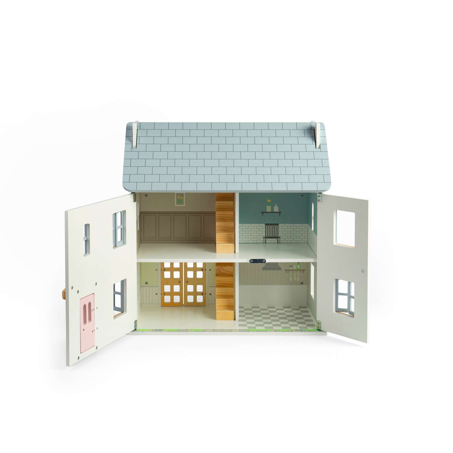 Casa de muñecas Bigjigs Toys Summer Cottage - Casa de muñecas de madera para niños pequeños y niños - Imagen 2 de 8