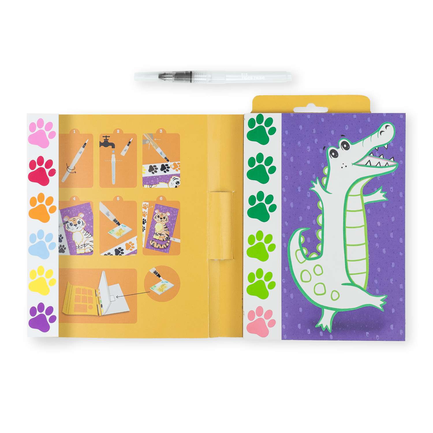 Juego de pinturas de tribu tigre (animales salvajes) - pintura al agua para niños sin desorden - Imagen 2 de 7