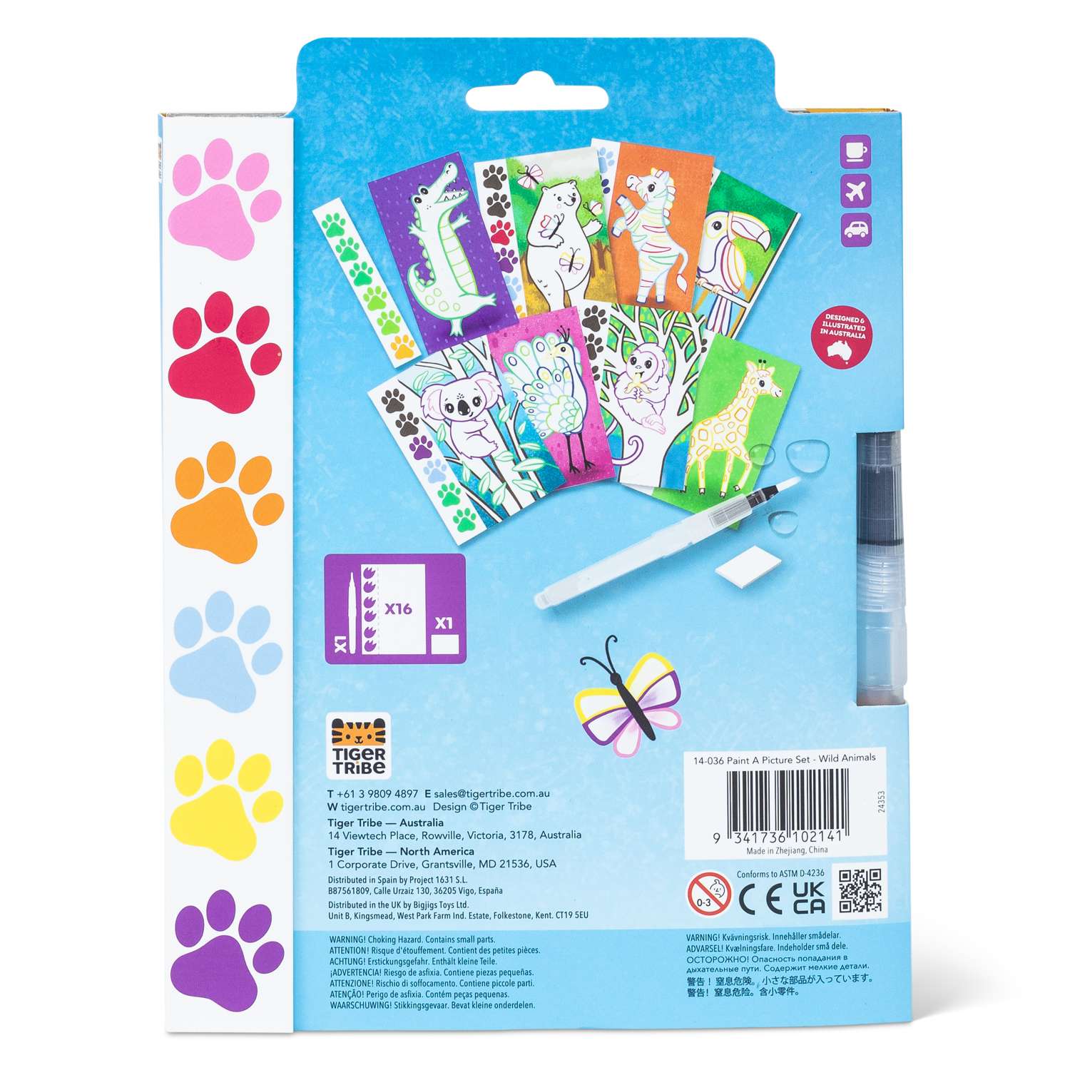 Juego de pinturas de tribu tigre (animales salvajes) - pintura al agua para niños sin desorden - Imagen 6 de 7