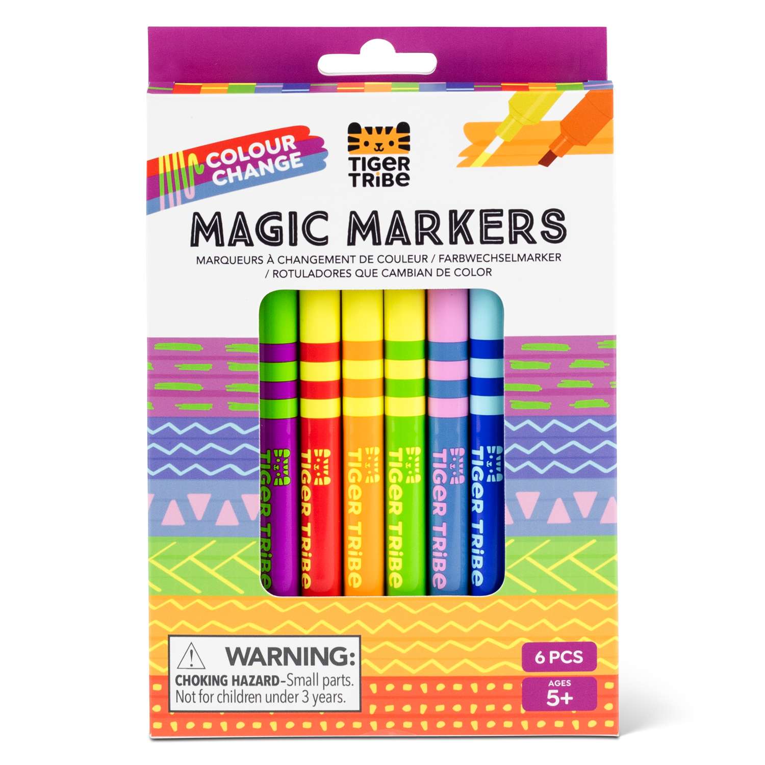 Marcadores mágicos Tiger Tribe cambio de color - Juego de 6 rotuladores de doble punta para niños - Imagen 1 de 7