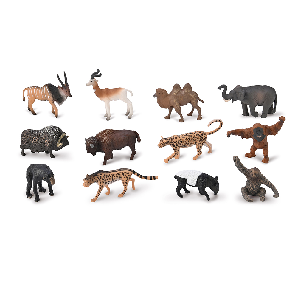 CollectA Box Set of Mini Wild Animals - 12 Hand-Finished Wild