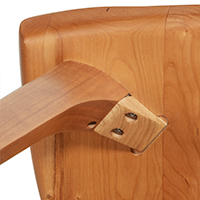 Detailed close-up image of a nightstand leg attachment.