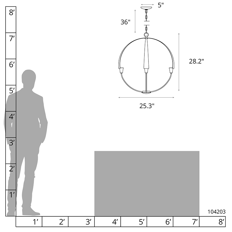 Circular chandelier dimensions, 36