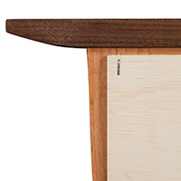 Detailed construction view of the back of a solid wood wall mirror.