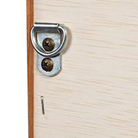 Detailed construction view of the back of a solid wood wall mirror.