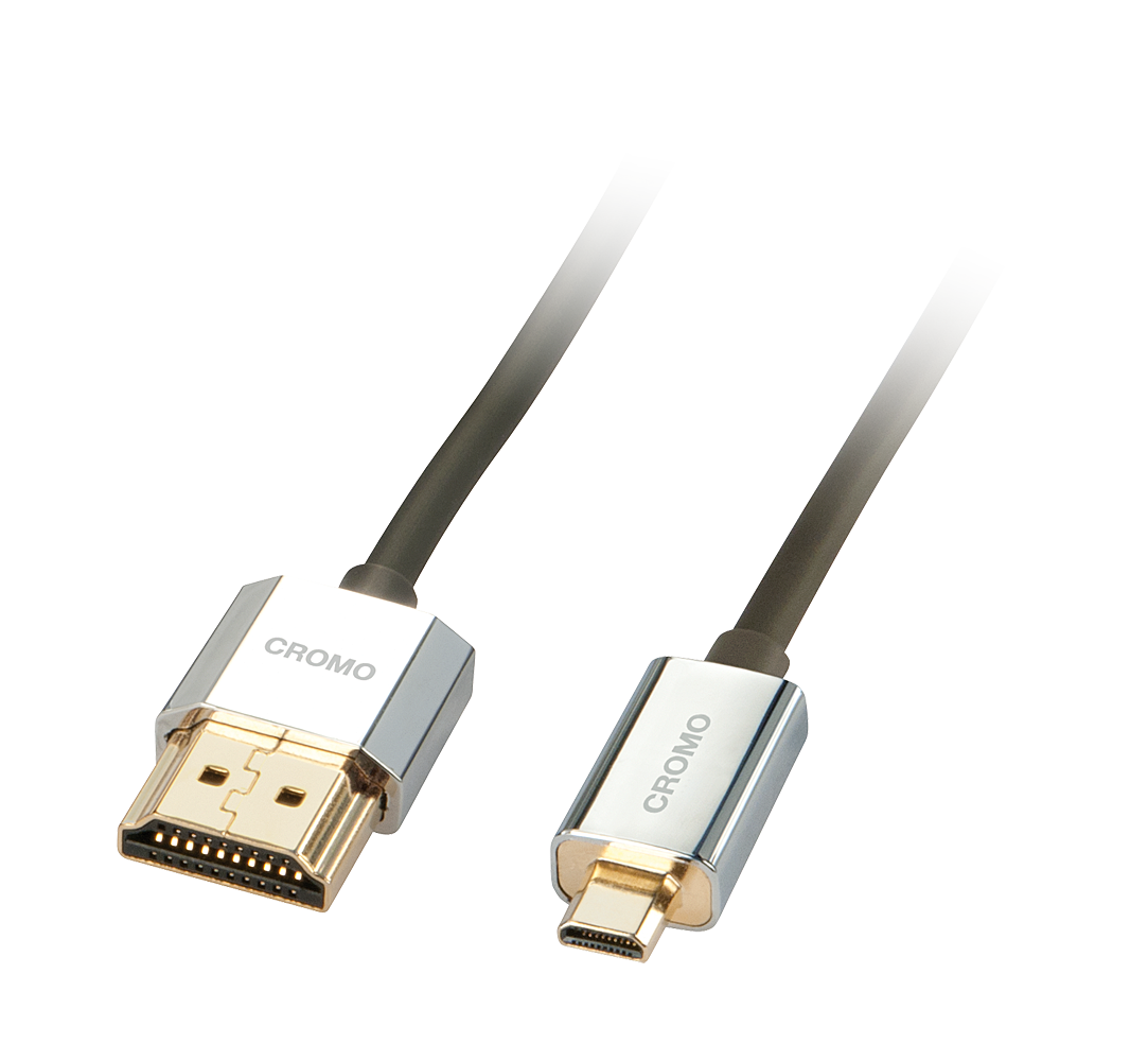 Câble HDMI® Slim, compatible HDMI 2.0 Ultra HD, Ethernet CROMO®, type A/D, 1m