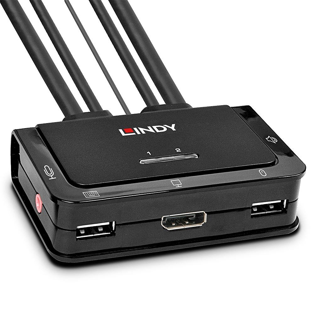Switch KVM 2 Ports DisplayPort 1.2, USB 2.0 & Audio, Câbles Intégrés