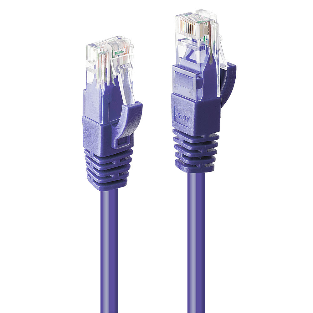 Câble réseau Violet Cat.6 U/UTP, 0.3m RJ45, M/M, 250MHz, 100% Cuivre