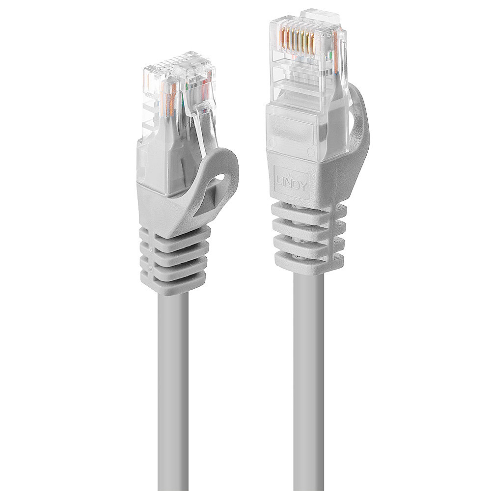Câble réseau Gris Cat.6 U/UTP, 0.3m RJ45, M/M, 250MHz, CCA