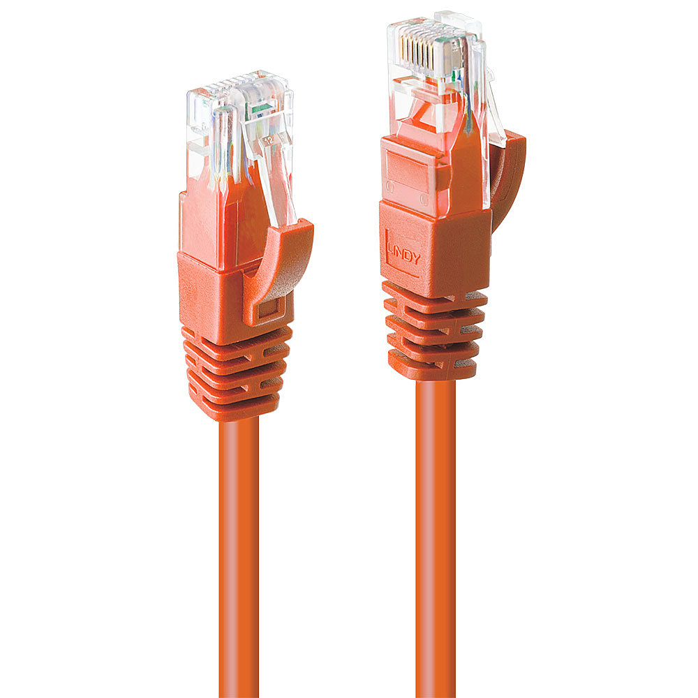 Câble réseau Orange Cat.6 U/UTP, 0.3m RJ45, M/M, 250MHz, 100% Cuivre