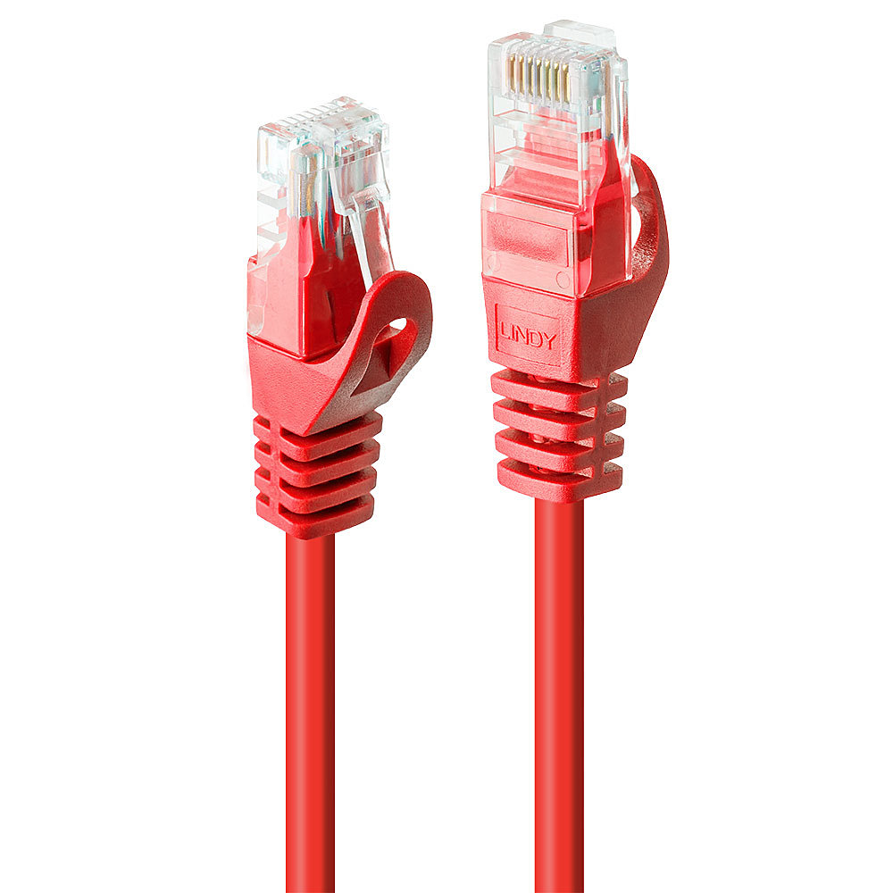 Câble réseau Rouge Cat.6 U/UTP, 0.3m RJ45, M/M, 250MHz, CCA