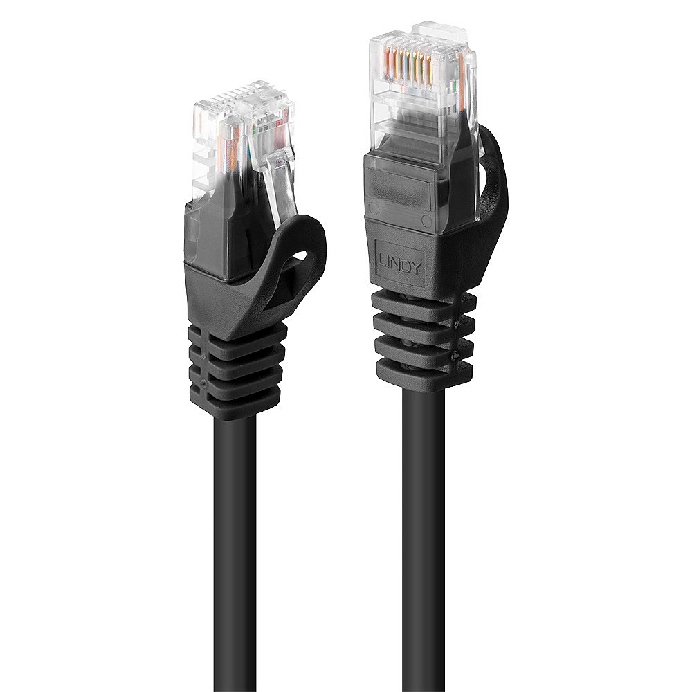 Câble réseau Noir Cat.6 U/UTP, 0.3m RJ45, M/M, 250MHz, CCA