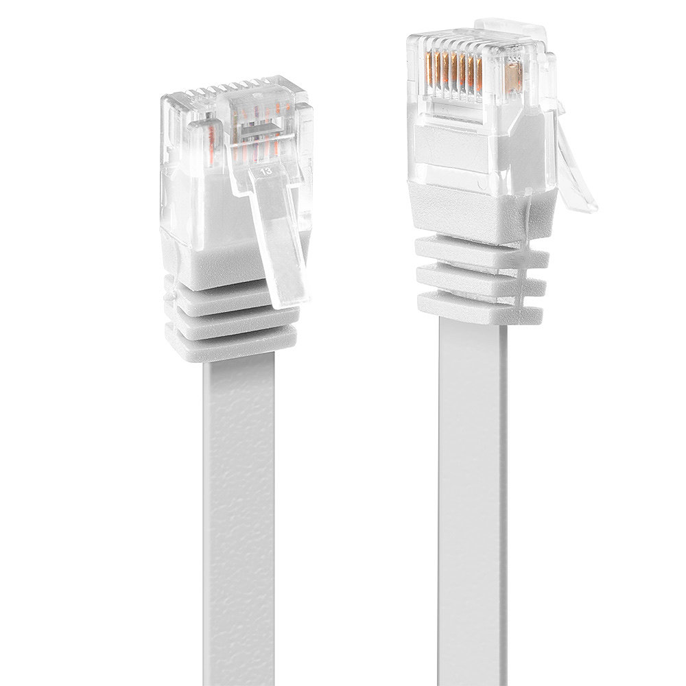 Câble réseau Plat Blanc Cat.6 U/UTP, 3m RJ45, M/M, 250MHz, 100% cuivre, 32AWG