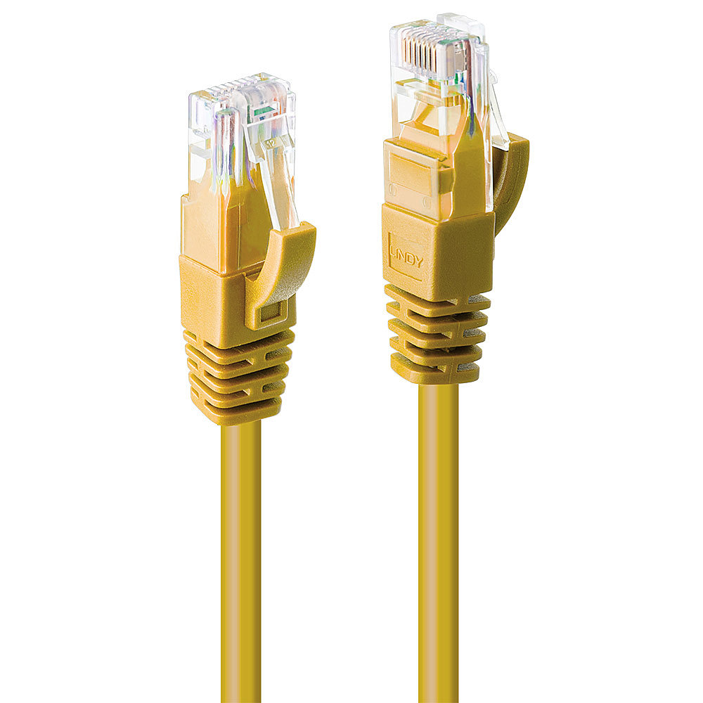 Câble réseau Jaune Cat.6 U/UTP, 0.3m RJ45, M/M, 250MHz, 100% Cuivre