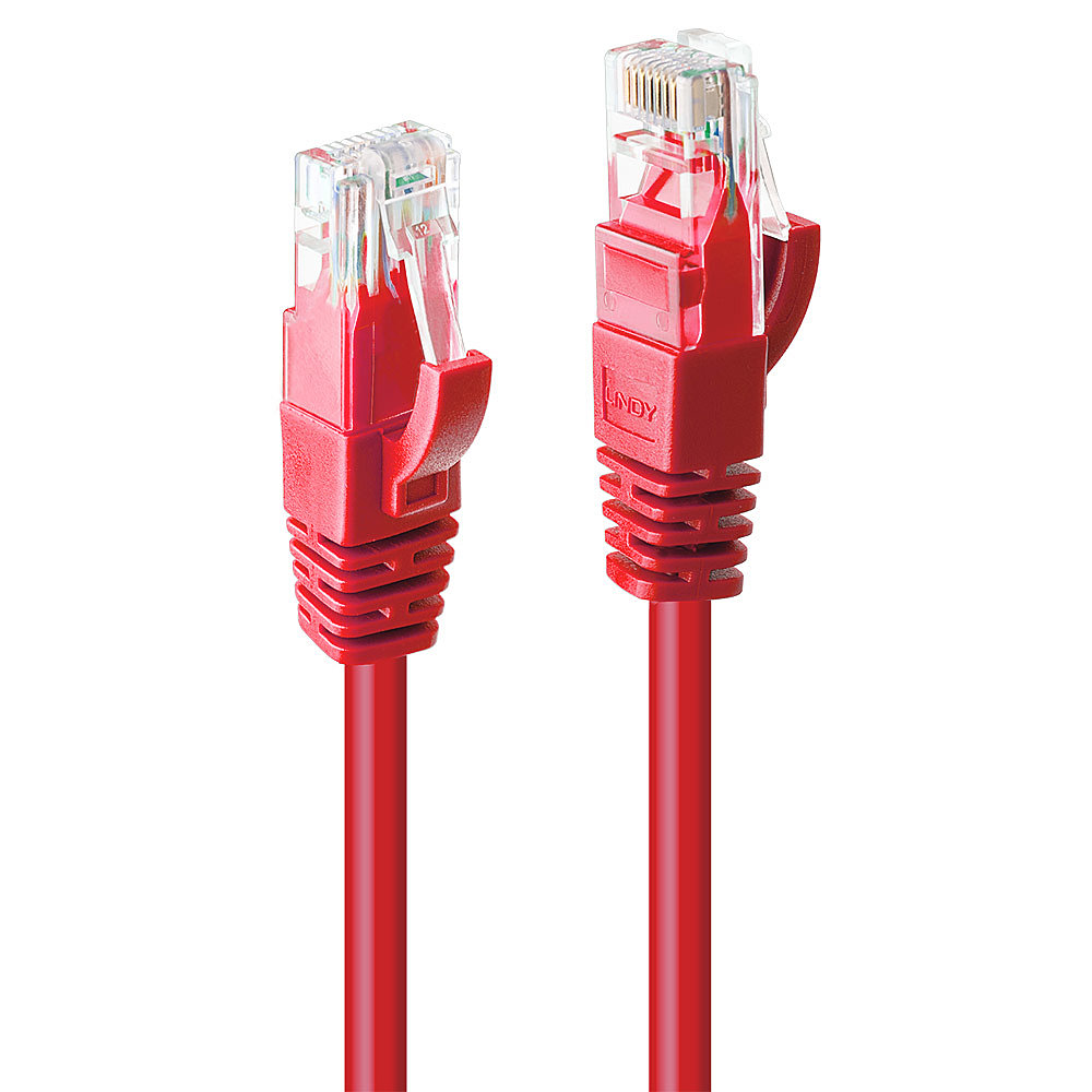 Câble réseau Rouge Cat.6 U/UTP, 0.3m RJ45, M/M, 250MHz, 100% Cuivre