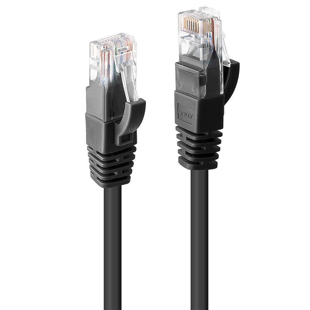 Câble réseau Noir Cat.6 U/UTP, 0.3m RJ45, M/M, 250MHz, 100% Cuivre