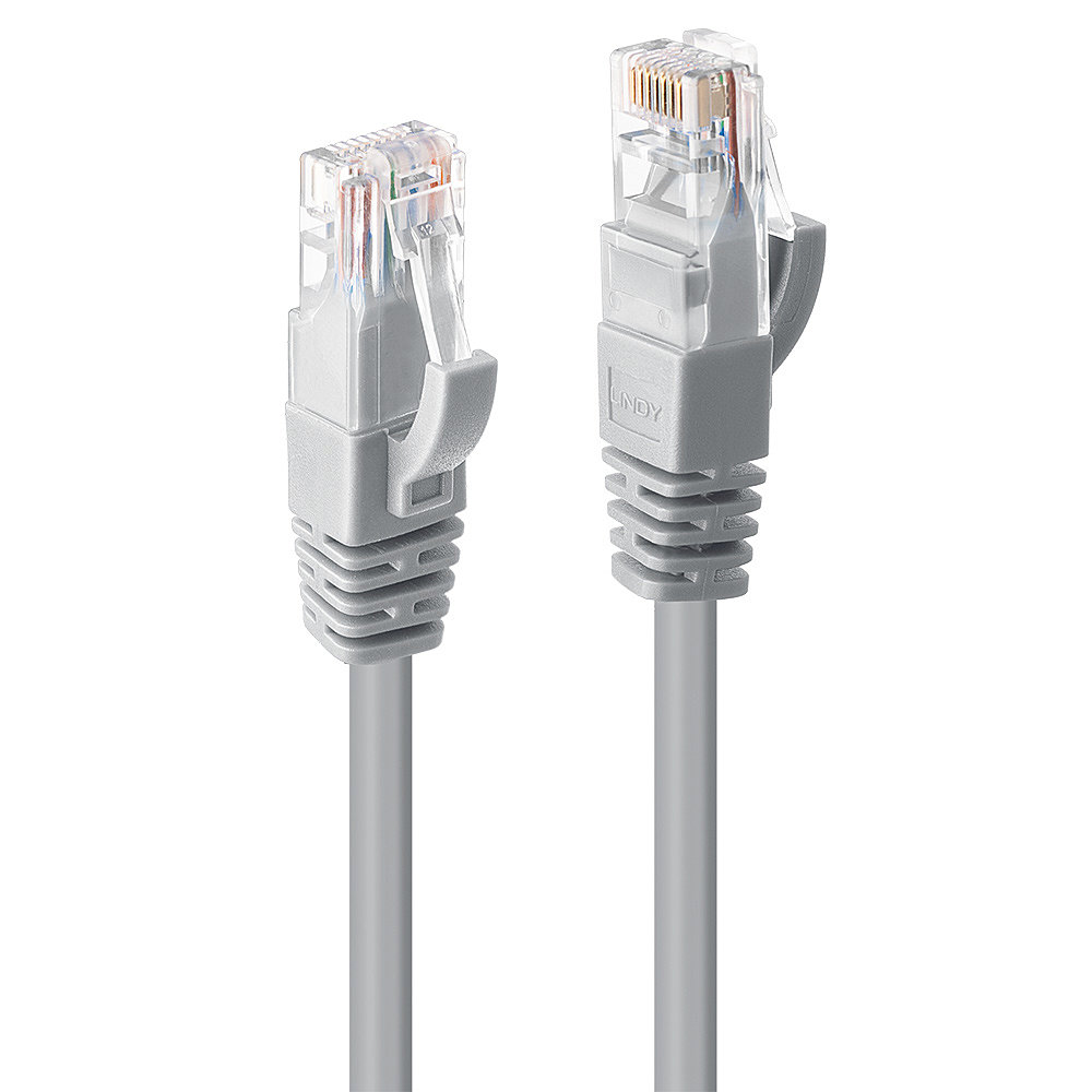 Câble réseau Gris Cat.6 U/UTP, 0.3m RJ45, M/M, 250MHz, 100% Cuivre
