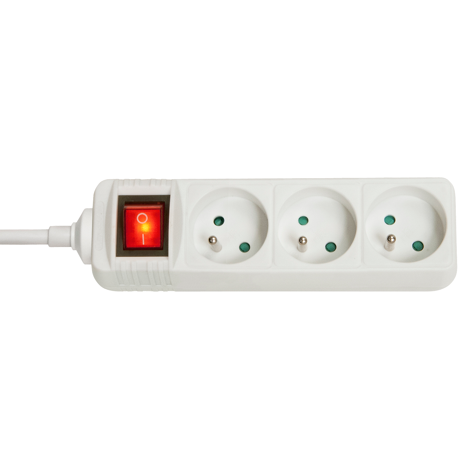 3-fach Schuko Steckdosenleiste für Frankreich mit Schalter, Weiß