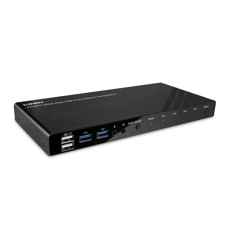 Switch KVM HDMI 4K60, USB 3.0 & Audio, 4 ports
